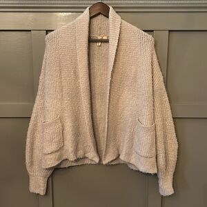 Anthropologie Moth Cardigan Sweater Merino Wool Alpaca Open Front Cream Size XS